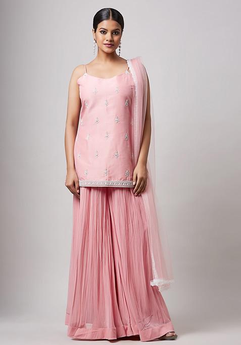 Pink Pearl Embroidered Sharara Set