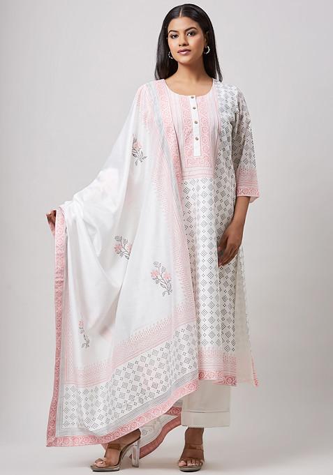 Ivory Hand Block Print Kurta Set