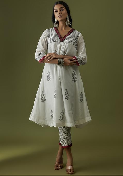 Ivory Hand Block Print Kurta Set