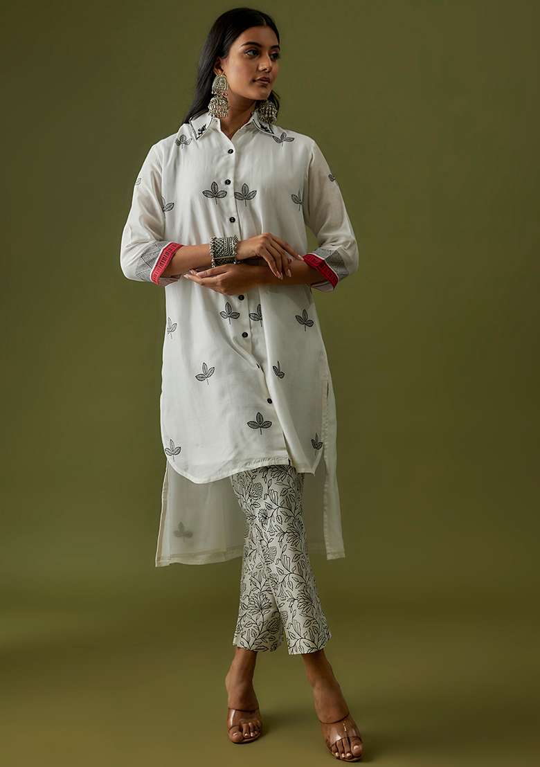 Ivory Hand Block Print Co-ord Set - Indya