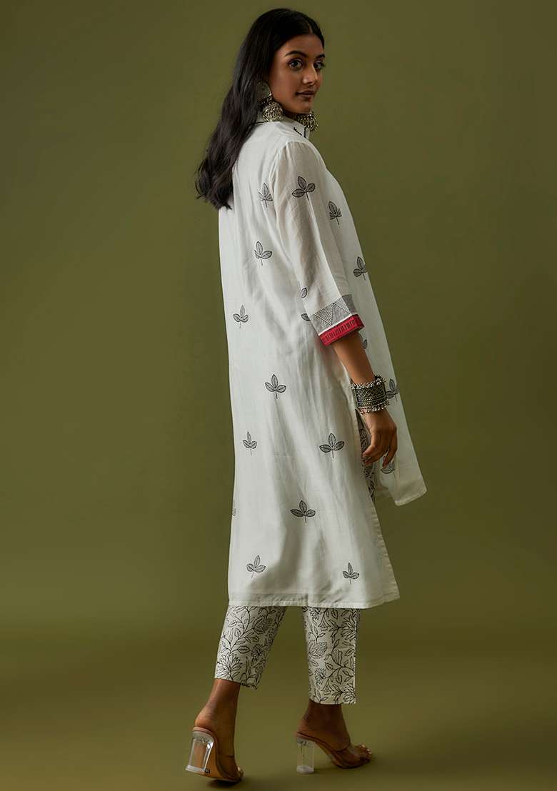 Ivory Hand Block Print Co-ord Set - Indya