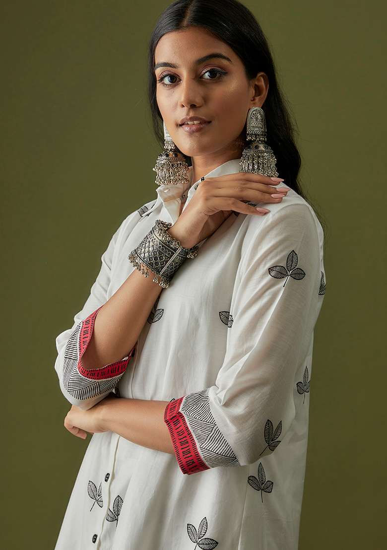Ivory Hand Block Print Co-ord Set - Indya