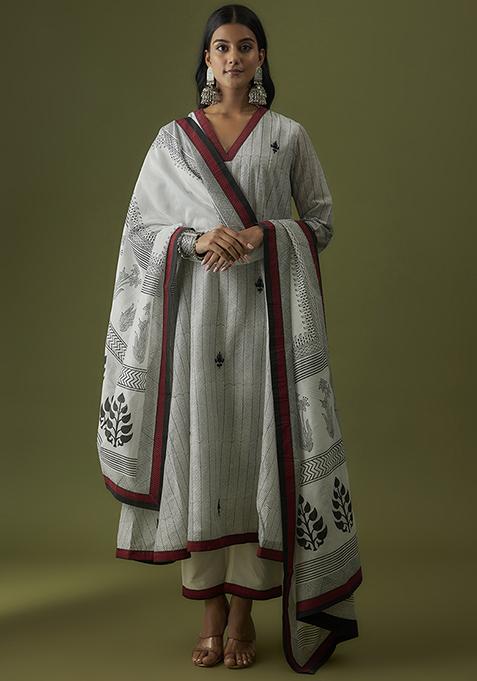 Ivory Hand Embroidered Kurta Set