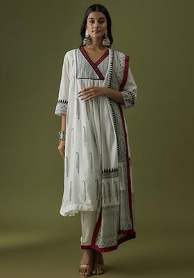 Ivory Buti Block Print Kurta Set