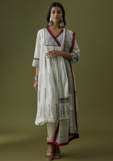 Ivory Buti Block Print Kurta Set