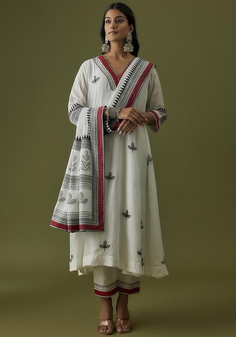 Ivory Leaf Hand Block Print Kurta Set