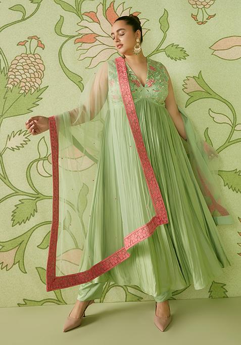 Sage Green Sequin Embroidered Kurta Set