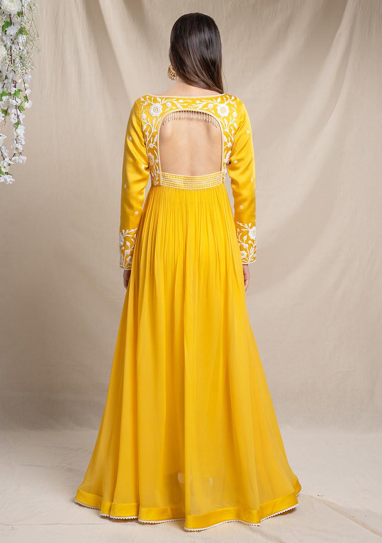 Yellow Cutdana Embroidered Anarkali Set