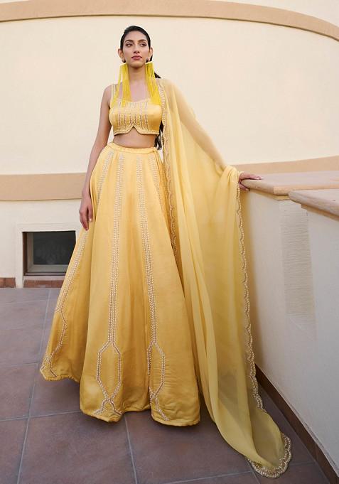 Yellow Embroidered Lehenga Set