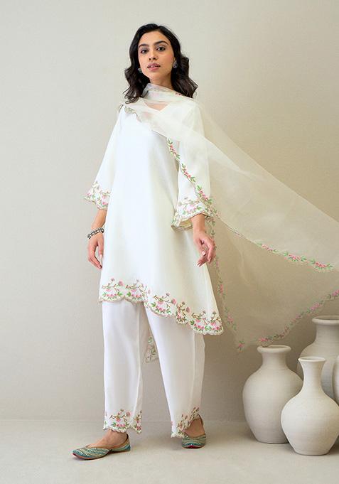 Maroon Designer Kurta Set with Resham embroidered