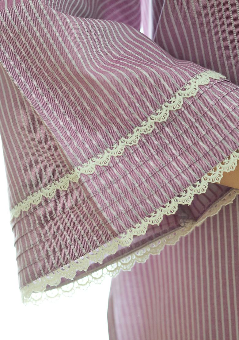 Burgundy Lace Embroidered Pure Cotton Kurta Set