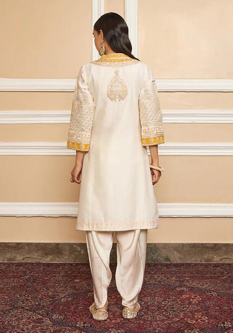 Daisy Ivory Embroidered Silk Chanderi Kurta Set