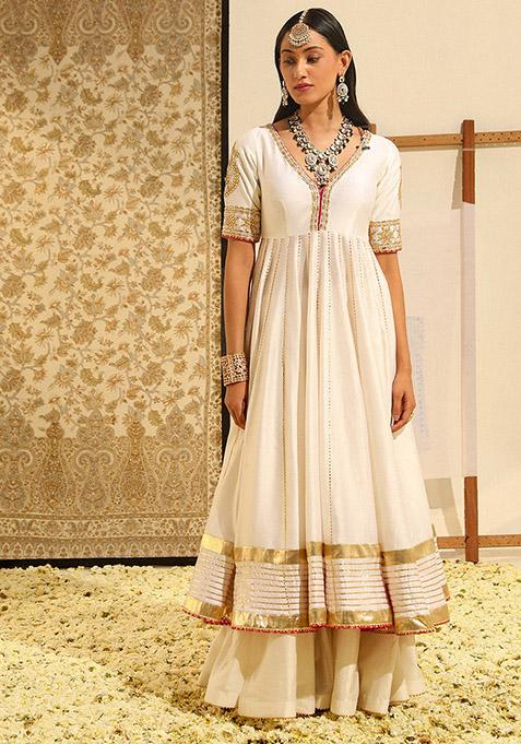 Daisy Ivory Embroidered Silk Chanderi Kurta Set