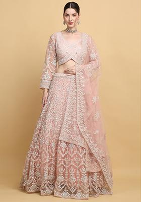 Pastel Pink Mirror Embroidered Suhavana Lehenga Set