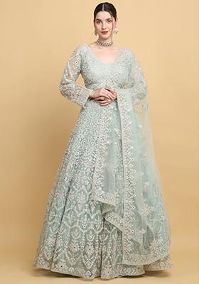 Sea Green Mirror Embroidered Suhavana Lehenga Set