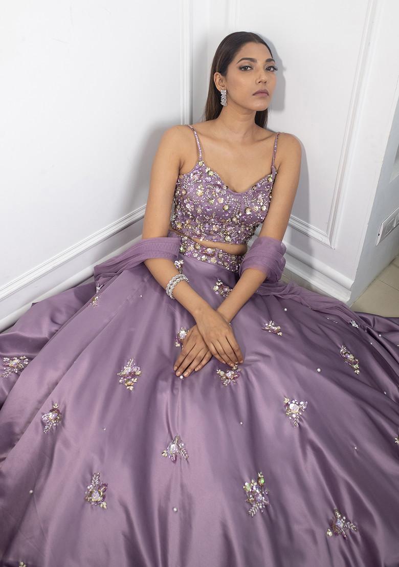 Buy Women Lilac Dream Embroidered Lehenga Set - Wedding Guest - Indya