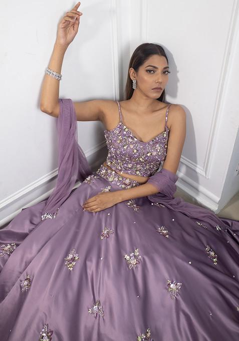 Lilac Embroidered Lehenga Set