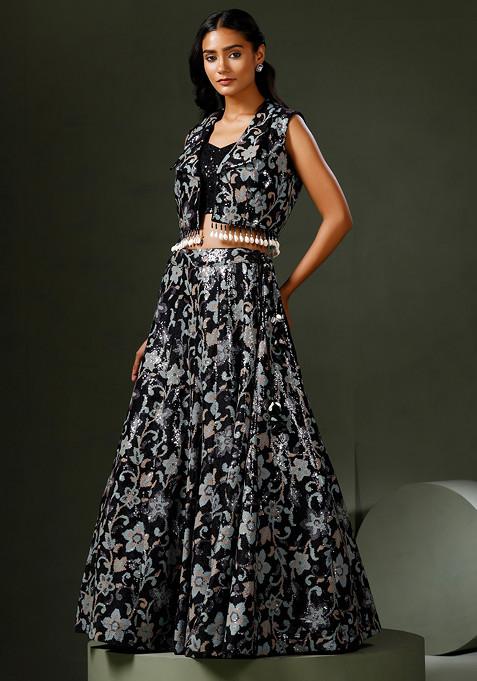 Short jaket with lehenga set