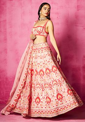 Light Pink Embroidered Sweetheart Lehenga Set