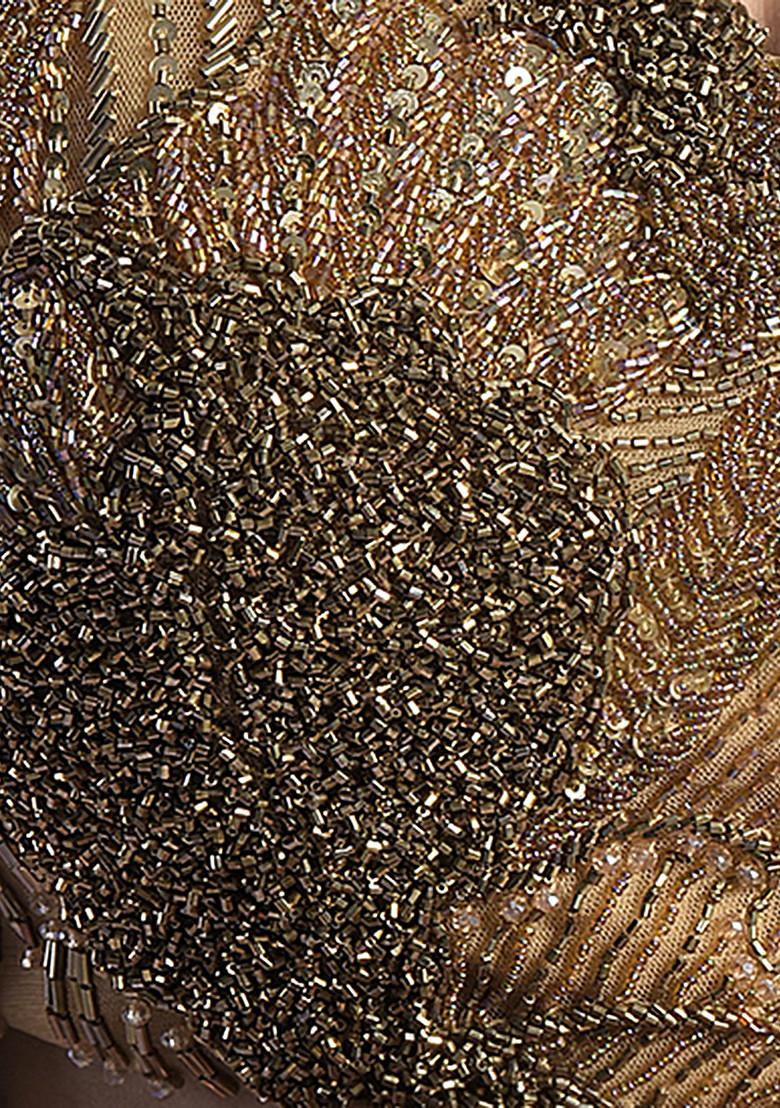 Gold Sequin Embroidered Crepe Lehenga Set