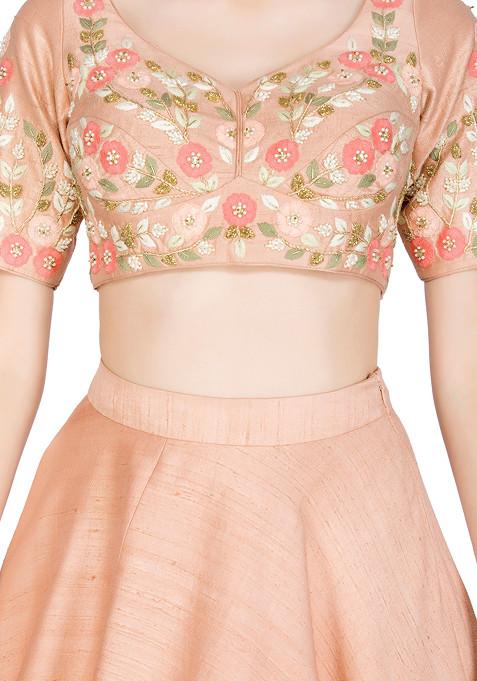 Blush Pink Handcrafted Embroidered Lehenga Set