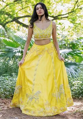 Yellow Sequin Embroidered Lehenga Set