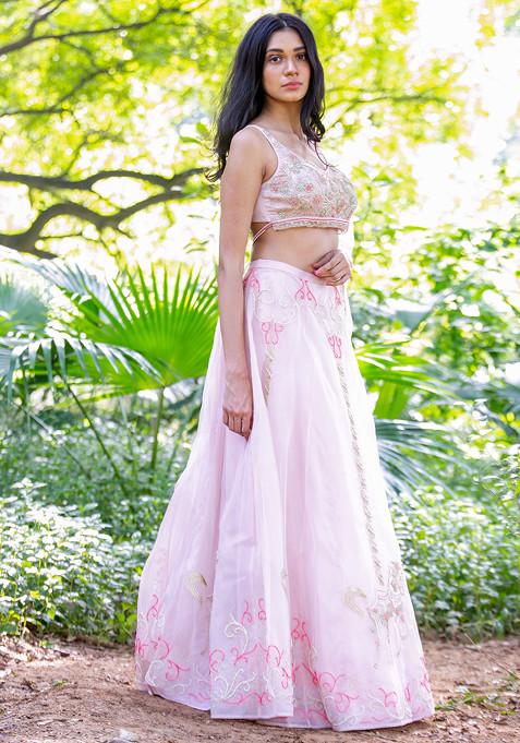 Sequin Pink Lehenga Set main image 0