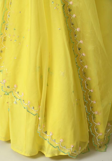 Daisy Yellow Embroidered Lehenga Set main image 0