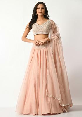 Blush Pink Super Flared Sequin Embroidered Lehenga Set