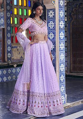 Lilac Embroidered Organza Lehenga Set