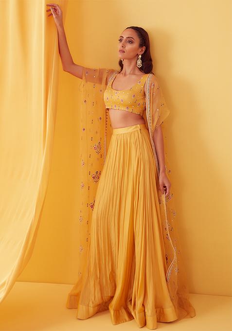 Canary Yellow Dori Embroidered Lehenga Set