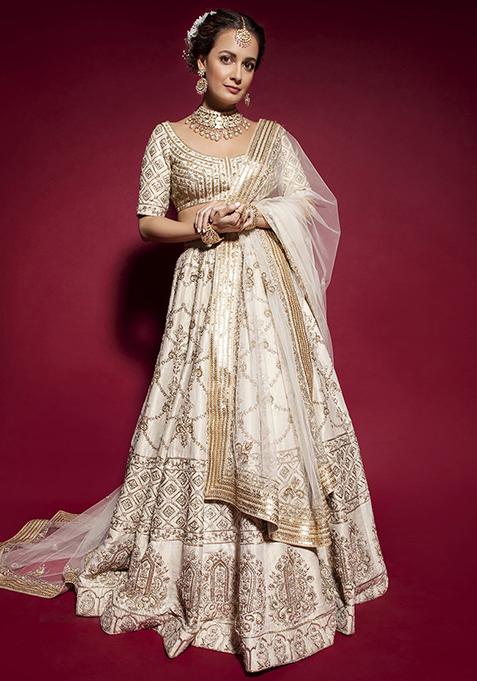 Ivory Hand Embroidered Lehenga Set