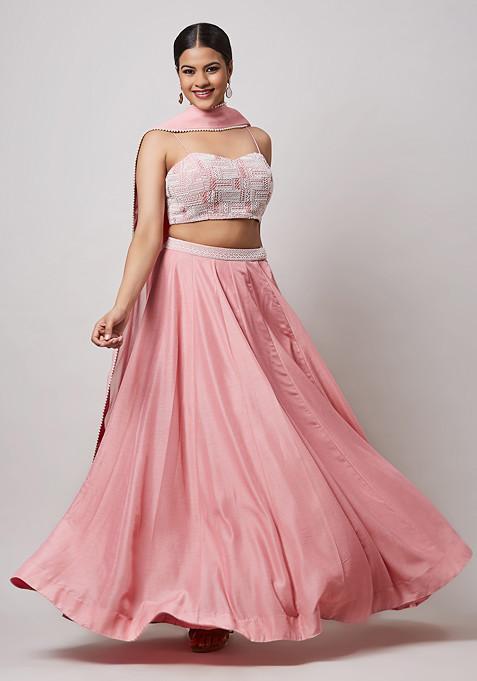 Pink Pearl Embroidered Lehenga Set