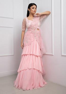 Pink Hand Embroidered Lehenga Set