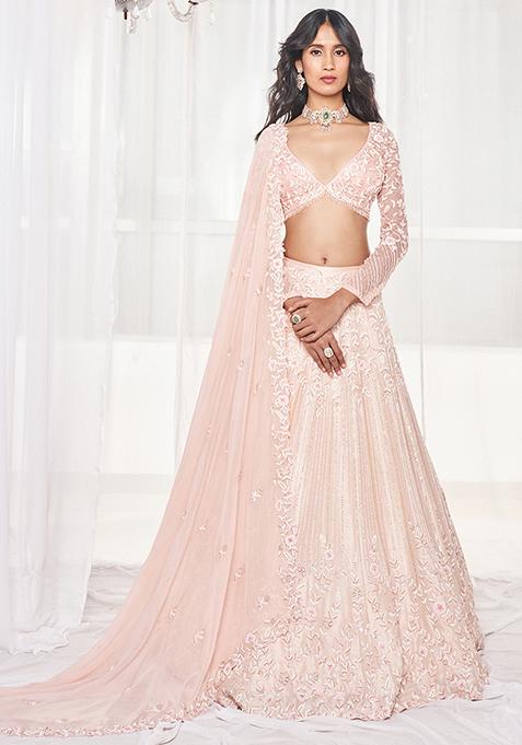 Light Pink Embroidered Lehenga Set