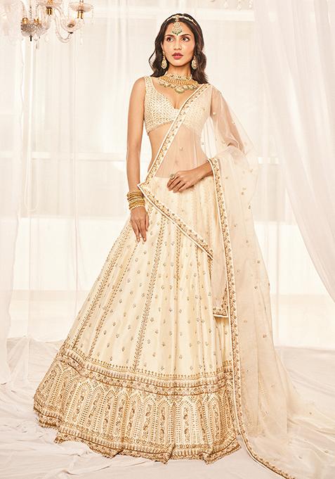 Ivory Embroidered Lehenga Set