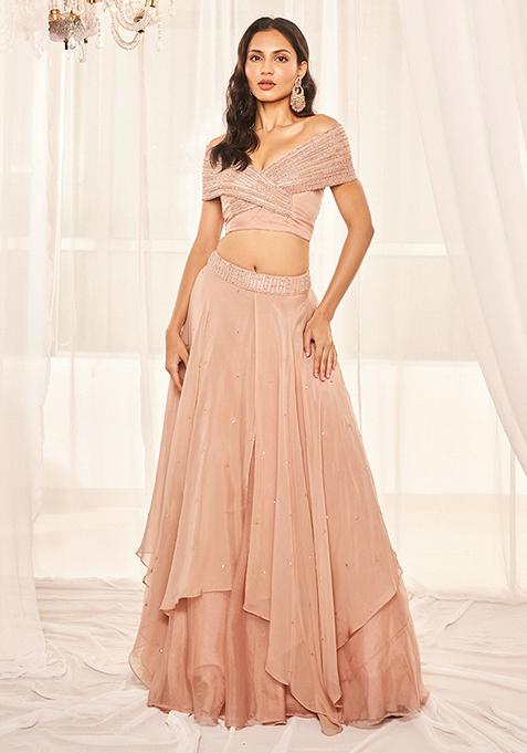 Blush Pink Embroidered Lehenga Set