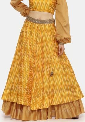 Yellow Solid Silk Lehenga Set