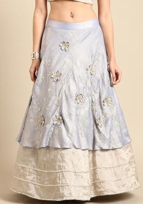 Silver Embroidered Silk Lehenga Set