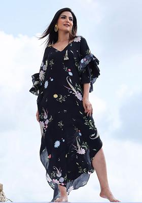 Black Paisley Print Kaftan