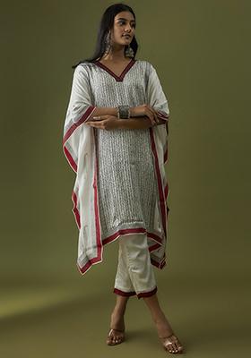 Ivory Printed Kaftan Set