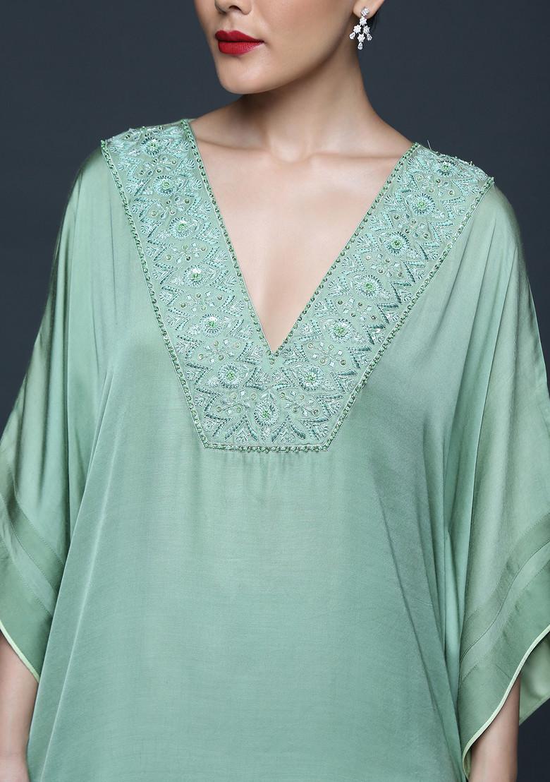 Fern Green Cutdana Embroidered Kurta Set - Indya