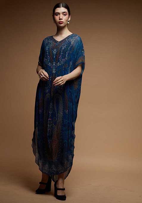 Blue Digital Print Viscose Georgette Kurta