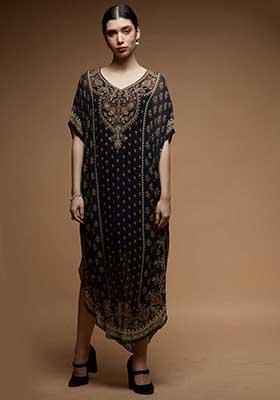 Black Digital Print Viscose Georgette Kurta