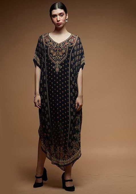 Black Digital Print Viscose Georgette Kurta