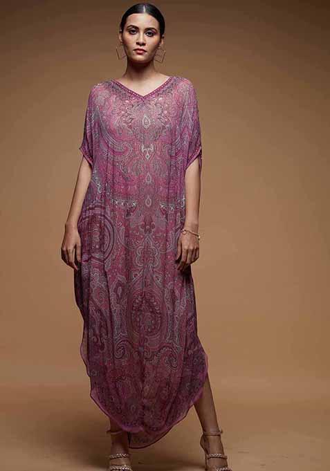 Fuchsia Digital Print Viscose Georgette Kurta