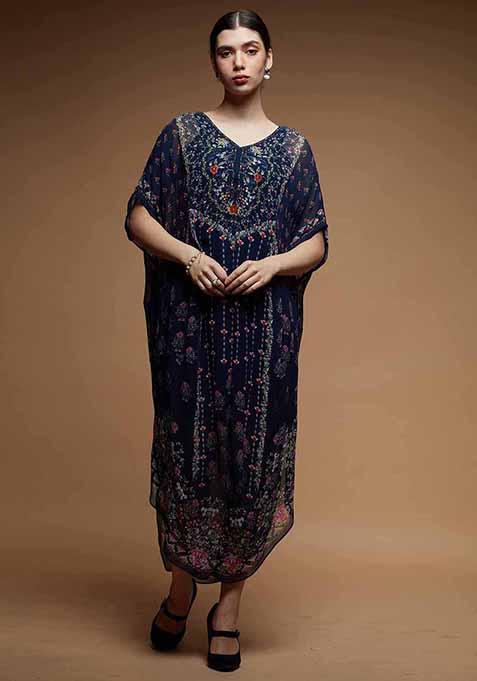 Blue Digital Print Viscose Kurta