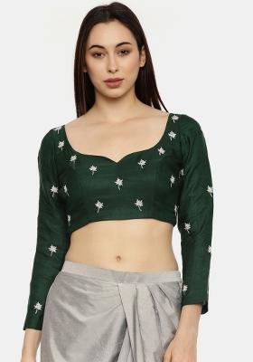 Green Embroidered Silk Top