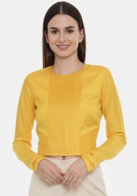 Yellow Solid Cotton Top