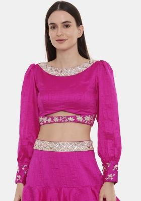 Pink Embroidered Silk Top